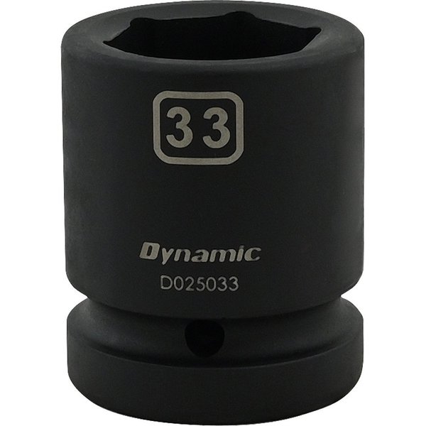 Dynamic Tools 33MM X 1" Drive, 6 Point Standard Length, Impact Socket D025033